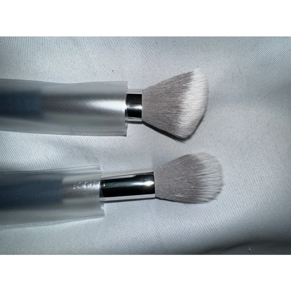 Laruce Angled Contour Blending Makeup Brushes Set Silver Grey New